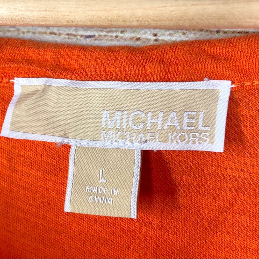 Michael Kors Short Sleeve Orange Blouse Shirt Sz L - Picture 5 of 6